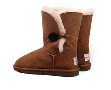Load image into Gallery viewer, Short One Button Ugg Boots - Brown Premium Australian Sheepskin