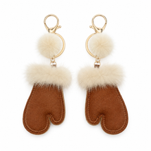 Load image into Gallery viewer, Fluffy Mitten Keyring &amp; Bag Charm – Soft Suede-Style Glove with Pom Pom