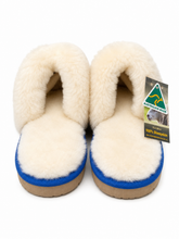 Load image into Gallery viewer, Ladies Scuff Slippers  - Blue - Australian made from Premium Sheepskin