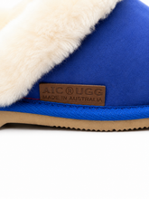 Load image into Gallery viewer, Ladies Scuff Slippers  - Blue - Australian made from Premium Sheepskin