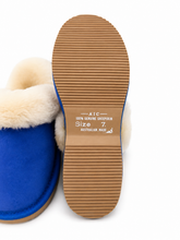 Load image into Gallery viewer, Ladies Scuff Slippers  - Blue - Australian made from Premium Sheepskin