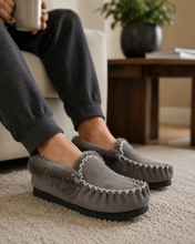 Load image into Gallery viewer, Premium Double-Faced Australian Sheepskin Thick Sole Moccasins -  Grey