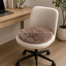 Load image into Gallery viewer, ROUND CHAIR MAT LONG WOOL - TAUPE - 37CM DIAMETER - AUSTRALIAN MERINO SHEEPSKIN
