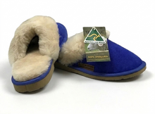 Load image into Gallery viewer, Ladies Scuff Slippers  - Blue - Australian made from Premium Sheepskin (Copy)