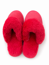 Load image into Gallery viewer, Ladies Scuff Slippers  - Red - Australian made from Premium Sheepskin