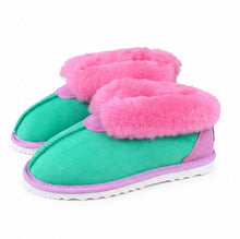 Load image into Gallery viewer, PRINCESS UGG SLIPPERS - 100% AUSTRALIAN SHEEPSKIN INDOOR SLIPPERS - GREEN / PINK