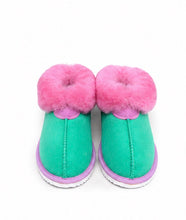 Load image into Gallery viewer, PRINCESS UGG SLIPPERS - 100% AUSTRALIAN SHEEPSKIN INDOOR SLIPPERS - GREEN / PINK