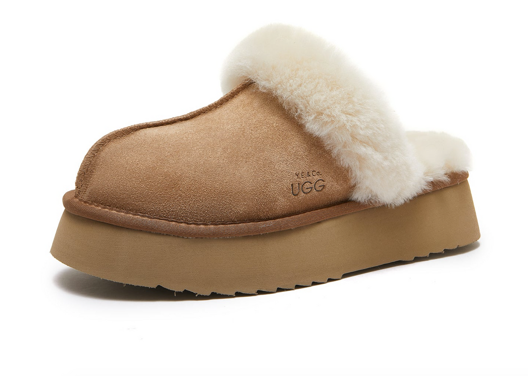 CLASSIC LADY'S SCUFF - PLATFORM SOLE PREMIUM AUSTRALIAN SHEEPSKIN UGG SLIPPERS