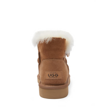 Load image into Gallery viewer, MINI UGG BOOT - WOMEN&#39;S SINGLE BUTTON MINI SHEEPSKIN BOOT - CHESTNUT