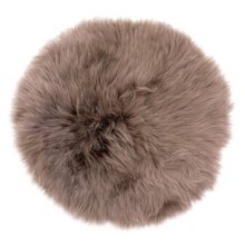 Load image into Gallery viewer, ROUND CHAIR MAT LONG WOOL - TAUPE - 37CM DIAMETER - AUSTRALIAN MERINO SHEEPSKIN