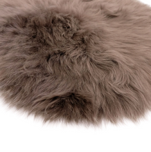 Load image into Gallery viewer, ROUND CHAIR MAT LONG WOOL - TAUPE - 37CM DIAMETER - AUSTRALIAN MERINO SHEEPSKIN