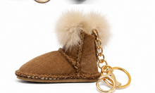 Load image into Gallery viewer, Genuine Sheepskin Mini UGG Boot Keyring with Pom Poms