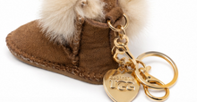 Load image into Gallery viewer, Genuine Sheepskin Mini UGG Boot Keyring with Pom Poms