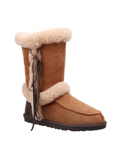 Load image into Gallery viewer, Chestnut side lace UGG boots made from genuine Australian sheepskin with soft wool trim