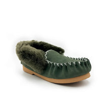 Load image into Gallery viewer, Premium Double-Faced Australian Sheepskin Thick Sole Moccasins  - Green