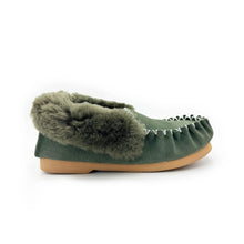Load image into Gallery viewer, Premium Double-Faced Australian Sheepskin Thick Sole Moccasins  - Green