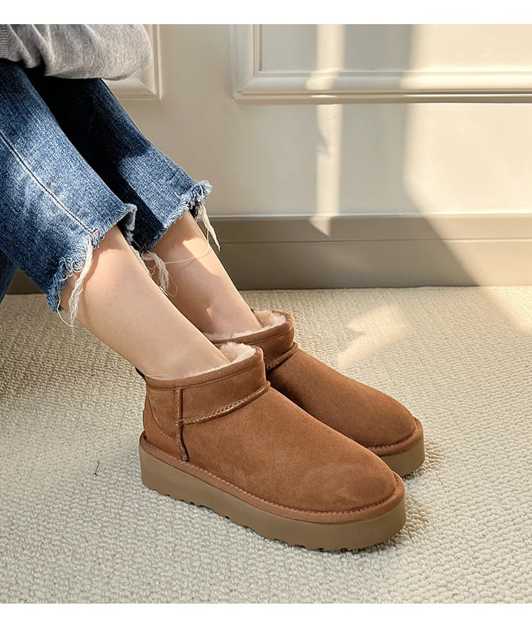 CLASSIC ULTRA MINI PLATFORM UGG - 4CM HIGH PLATFORM SHORT BOOT - 100% A-GRADE DOUBLE FACE AUSTRALIAN SHEEPSKIN