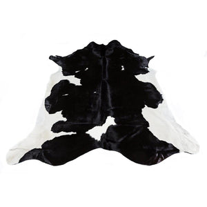 FRIESIAN BLACK - BLACK & WHITE COLOURED LARGE PREMIUM COWHIDE RUG