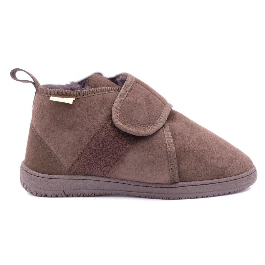 MediStep Hook & Loop Strap Medical Sheepskin Slippers | Warm Wool Lined Boots for Swollen Feet, Elderly & Diabetic Foot Care