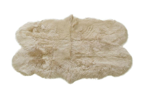LINEN - QUAD SIZED 180 X 110CM LONG WOOL SHEEPSKIN RUG - AUSTRALIAN MERINO SHEEPSKIN