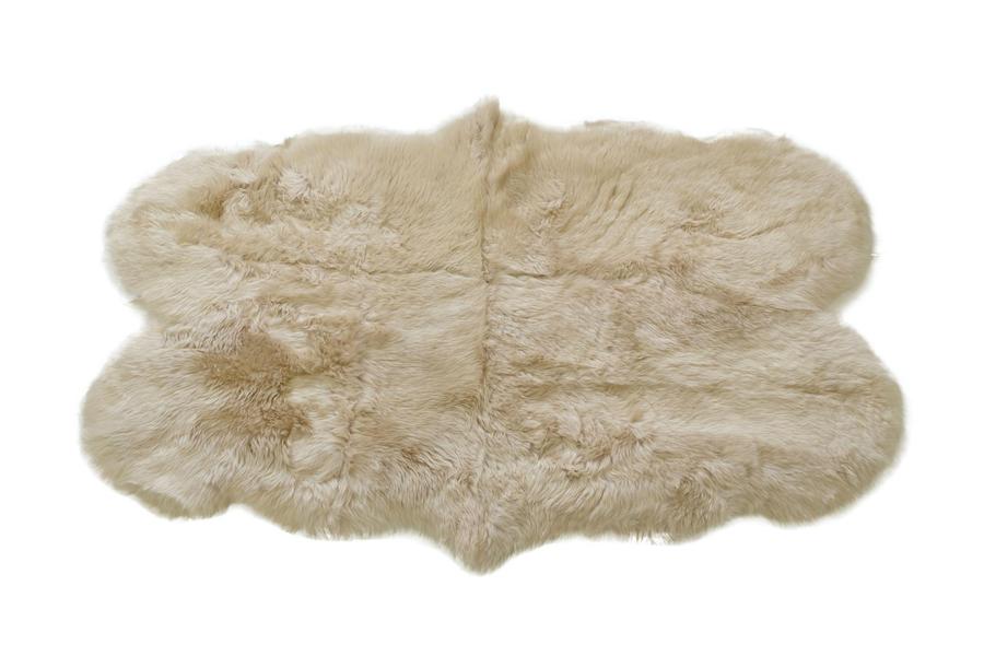 LINEN - QUAD SIZED 180 X 110CM LONG WOOL SHEEPSKIN RUG - AUSTRALIAN MERINO SHEEPSKIN