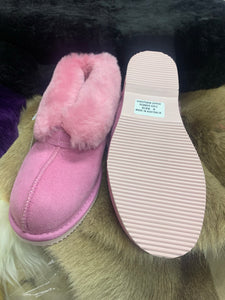 Sheepskin Ankle Boot Slippers -  Pink