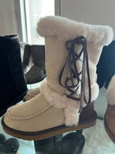 Load image into Gallery viewer, Side Lace Ugg Boots - Beige