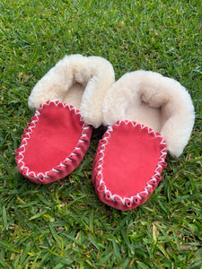 Thin Sole Moccasins - Red/Cream