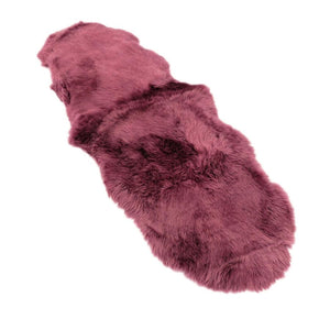 PLUM - DOUBLE LENGTH (180 X 65 CM) - LONG WOOL SHEEPSKIN RUG - AUSTRALIAN MERINO SHEEPSKIN