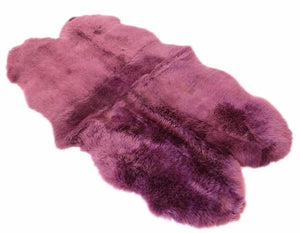 PLUM - QUAD 180 X 110CM - LONG WOOL SHEEPSKIN RUG - AUSTRALIA MERINO SHEEPSKIN
